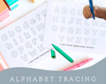 preschool toddler Alphabet Letter Tracing Printable | Uppercase & Lowercase A–Z Worksheets | Handwriting Practice | homeschool classroom PDF