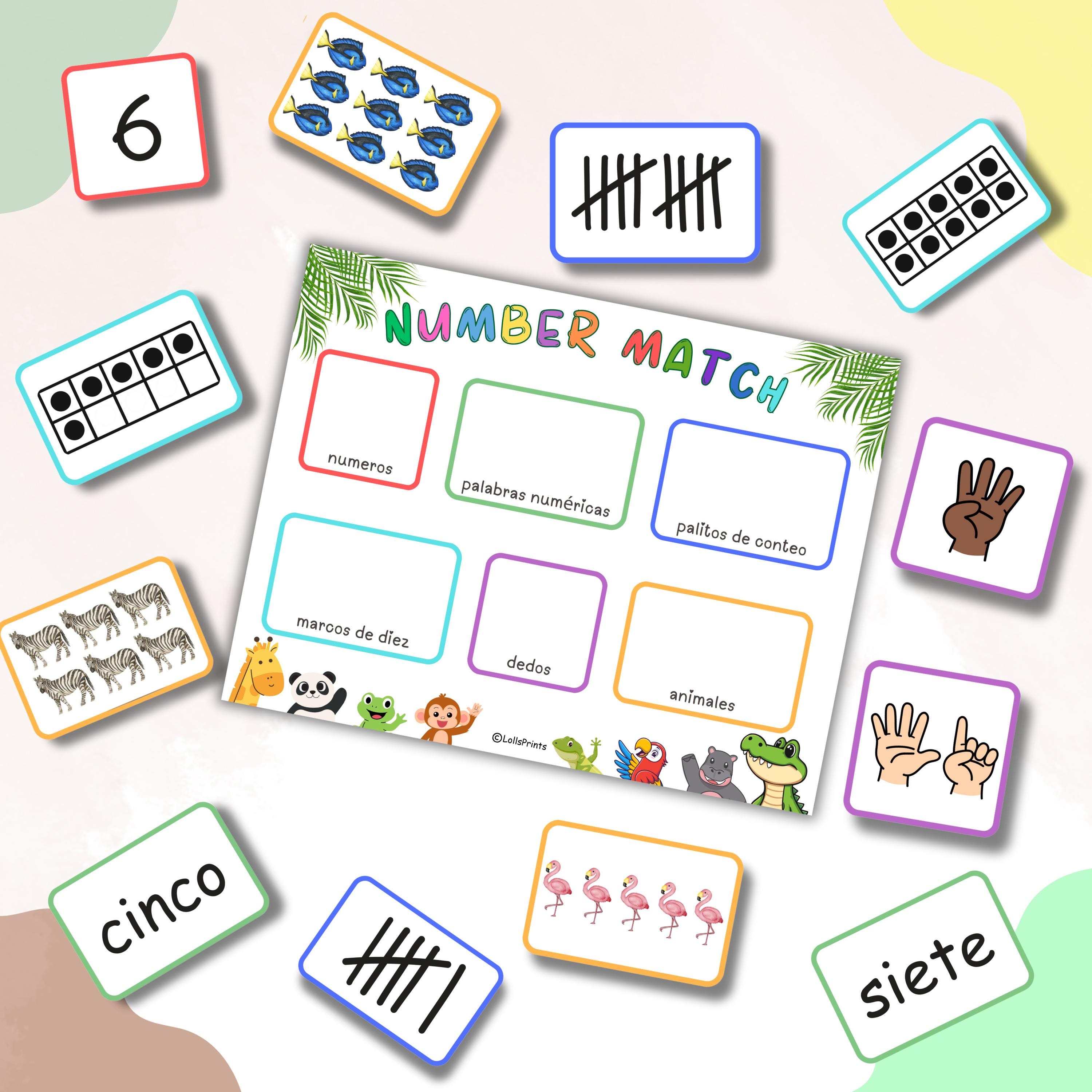 Spanish Number Matching Game: Bilingual Toddler Curriculum (PDF) - Etsy