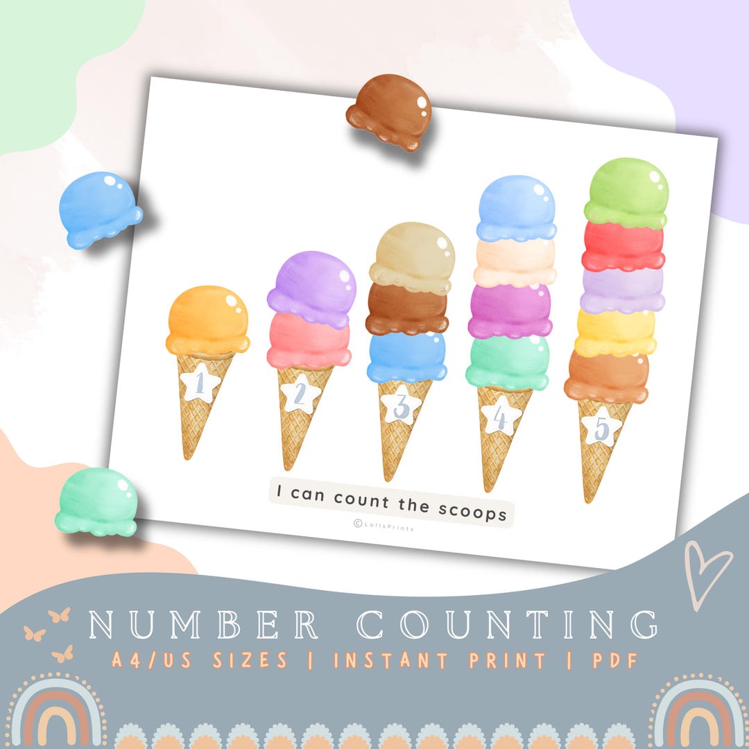 Counting Ice Cream Busy Book Printable: Toddler Math Activity (PDF) - Etsy