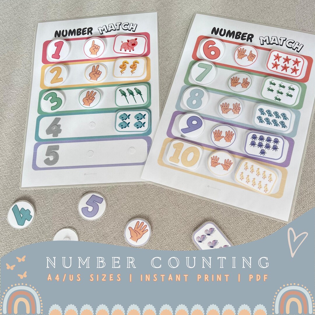 Learn to Count Counting Activity Printable Pre K Toddlers Number Match ...