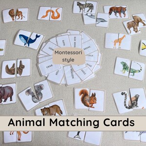 Animal Matching Cards | toddler printable activity | preschool and toddler learning | Animal Name Matching | fine motor | Animal flashcards