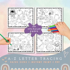 Alphabet Coloring Pages: ABC tracing Printable for Kids and toddlers (Digital Download)