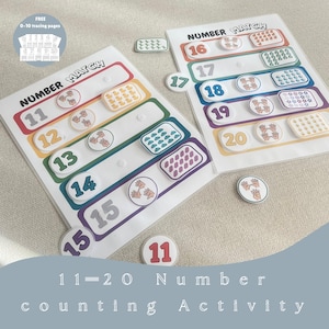 Counting Activity, Preschool Math, Learn To Count, homeschool Activities, fine motor skills, Kids Activities pdf , counting 10 to 20