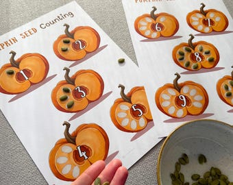 pre k Fall printable | Pumpkin Seed Counting activity  | Autumn Toddler Math (Digital Download)