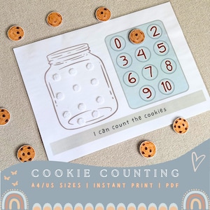 Cookie Counting Number Match: Preschool Printable (PDF Download)