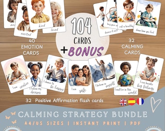 Calming Strategy Cards for Kids | Self-Regulation, Emotional Awareness & Mindfulness | Positive affirmations  | Printable PDF