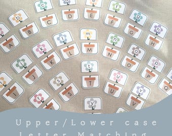 Flower Alphabet Matching Game: Montessori ABC Cards (Digital Download)