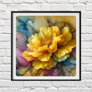 Gráfico de punto de cruz floral con acuarela amarilla, patrón artístico, diseño de bordado DIY, bordado de flores, gráfico de manualidades