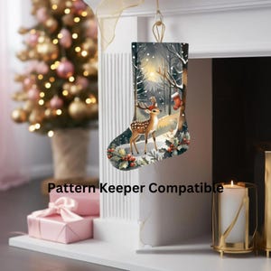 Deer Stocking Chart,  Deer Stocking Cross Stitch Chart, Christmas Stocking Pattern, DIY Cross Stitch, Rustic Holiday Decor, Craft
