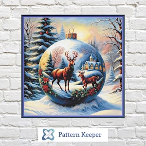 Christmas Deer Ornament Cross Stitch Chart: Holiday Embroidery (PDF Pattern)