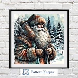 Old Saint Nick 6, getelde kruissteekpatronen - afdrukbare tabel in pdf-formaat handwerken borduren ambachten DIY DMC kleur