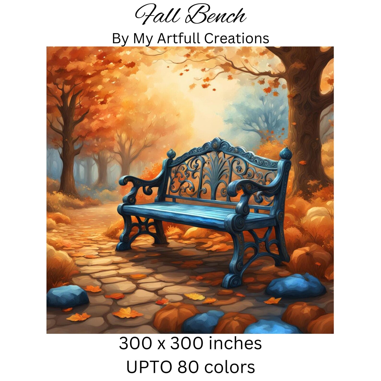 Fall Bench, Cozy Fall Bench Cross Stitch Chart, Autumn Cross Stitch ...