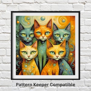 Abstract Cats Cross Stitch Pattern: Feline Needlework (PDF Pattern)