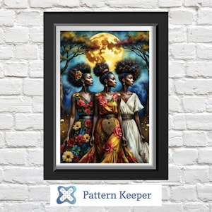 Afrikanische Frauen Kreuzstich-Muster: Drei Schönheiten (PDF-Muster)