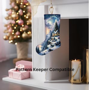 Scenery Stocking Cross Stitch Chart, Full Coverage PDF with Pattern Keeper