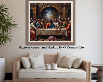 Gráfico de Ponto Cruz da Última Ceia: Padrão Religioso, cobertura total