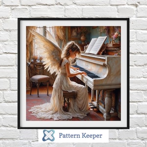 Piano Angel Cross Stitch Pattern: Ethereal Needlework (PDF Pattern)