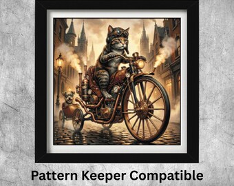 スチームパンク猫の肖像画 10 パターン キーパー互換 PDF インスタント