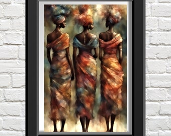 Three African Ladies, Black Women Cross Stitch Chart, African American Female Pattern, Embroidery Design, Stitching Template, Craft Project