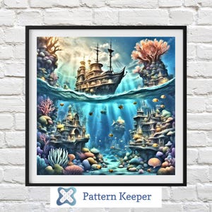 Oben und Unten, Schiff Kreuzstichkarte, Seekarte Muster, DIY Stickerei, Kreuzstich Zählung, Nadelspitze, Stickzubehör