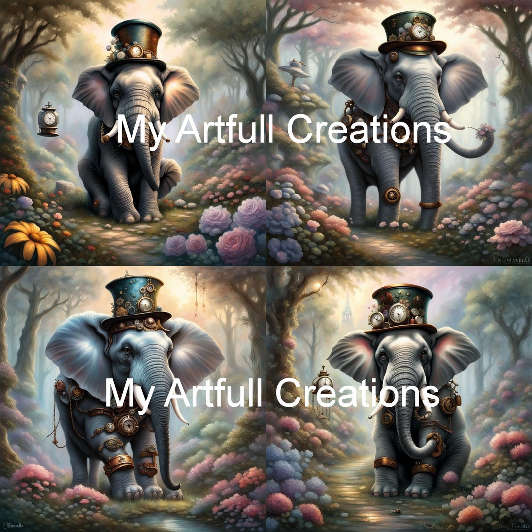 Steampunk Elephant Decoupage Paper Junk Journal Craft Paper Etsy