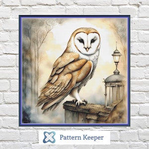 Watercolor Barn Owl Cross Stitch Chart: Bird Embroidery (PDF Pattern)