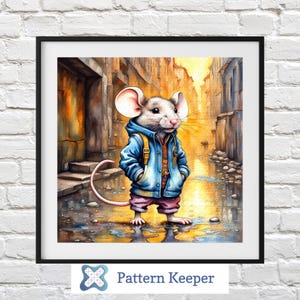 Alley Mouse 1,  Alley Mouse Cross Stitch Chart, Mouse Embroidery Pattern, DIY Cross Stitch, Mouse Needlework, Craft Project, Handmade