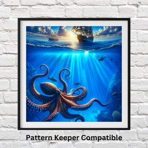Ocean Cross Stitch Chart: Deep Blue Sea Embroidery (PDF Pattern)