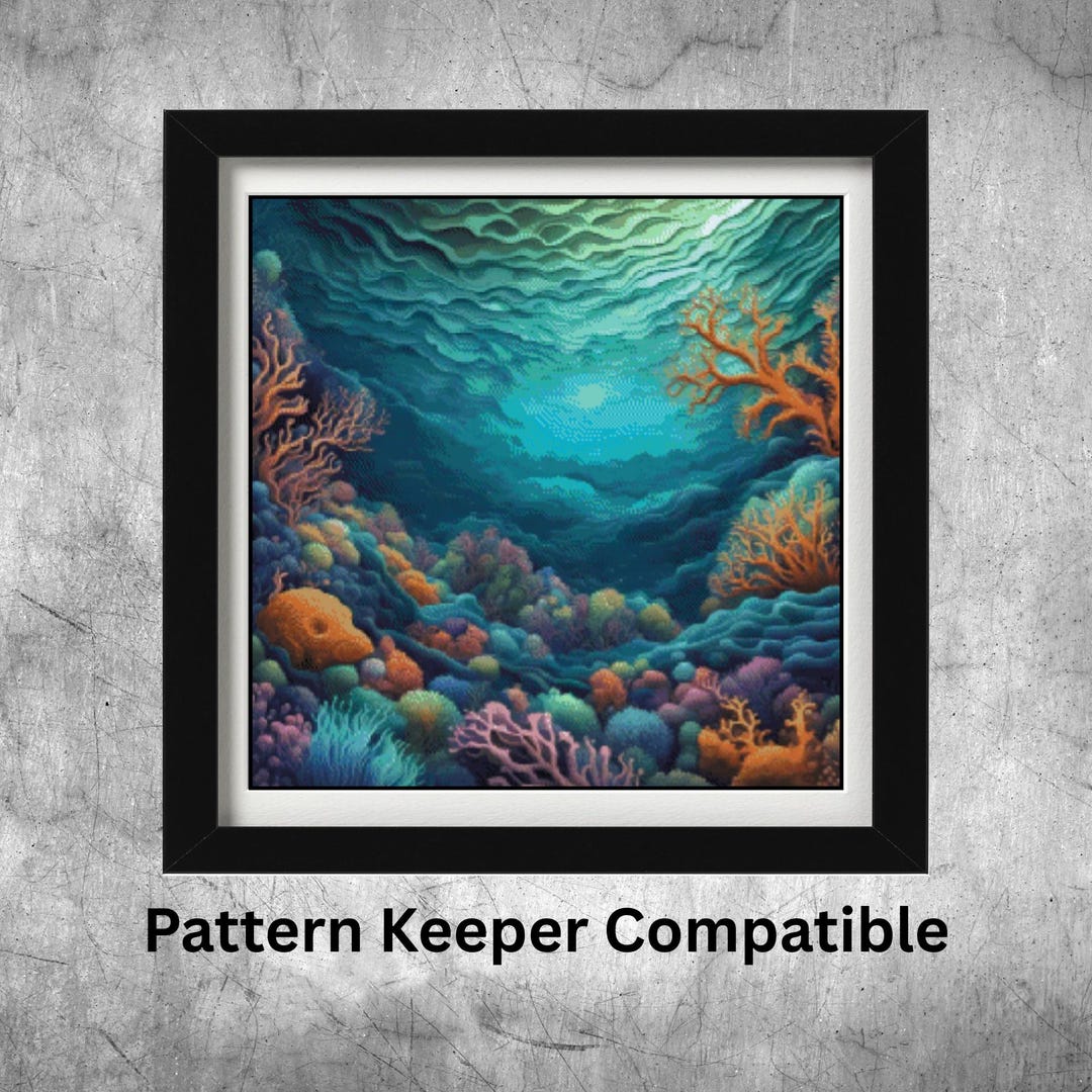Underwater Coral Reef Cross Stitch Chart, Full Coverage, Pattern Keeper ...