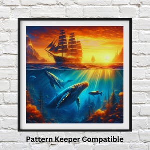 Deep Blue Sea Cross Stitch Pattern: Ocean Marine Embroidery (PDF Pattern)