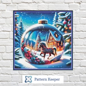 Christmas Horse Ornament Cross Stitch Pattern: Holiday Embroidery (PDF Pattern)