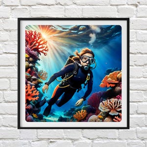 Scuba Diver Cross Stitch Pattern: Underwater Needlepoint (PDF Pattern)