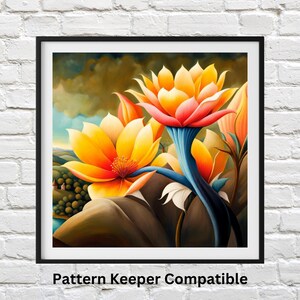 Artistic Floral Cross Stitch Pattern: DIY Needlework (PDF Pattern)