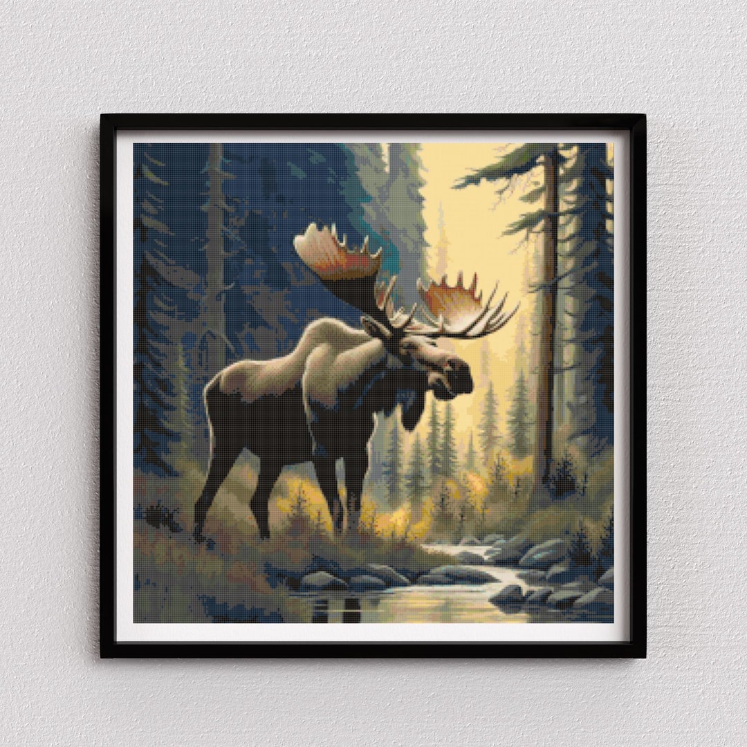 Moose 5, Counted Cross Stitch Patterns, Full Coverage, Printable Chart ...