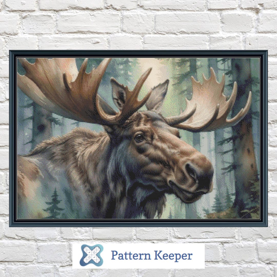 Moose Oasis, Moose Cross Stitch Chart, Animal Needlework Pattern, DIY ...