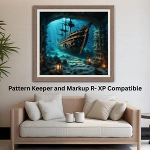 Sunken Ship Cross Stitch Pattern: Underwater Embroidery Design (PDF)