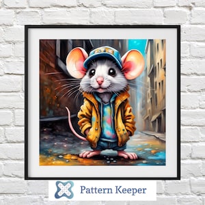 Alley Mouse 2,  Alley Mouse Cross Stitch Chart, Mouse Embroidery Pattern, DIY Cross Stitch, Mouse Needlework, Craft Project, Handmade