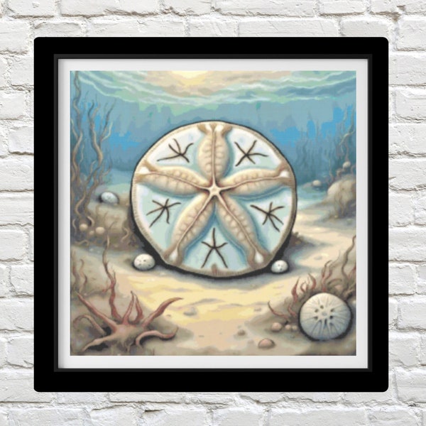 Sand Dollar, Counted Cross Stitch Patterns, Full Coverage, Printable Chart, Needlework, Embroider
