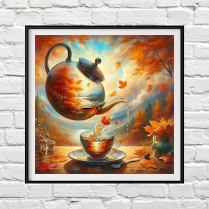 Surreal Teapot Cross Stitch Pattern: Whimsical Kitchen Decor (Instant Download)