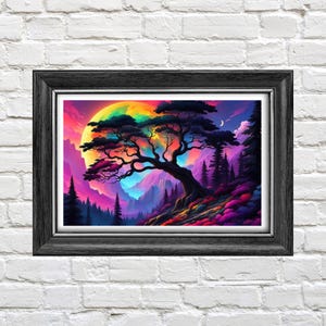 Vibrant Tree Cross Stitch Chart: Colorful Landscape Embroidery (PDF Pattern)