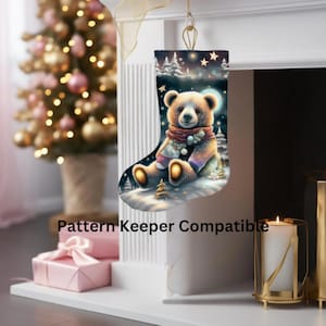 Cutie Bear Christmas Stocking Cross Stitch Pattern (PDF)