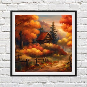 Fall Scenery Cross Stitch Pattern: Autumn Harvest Needlepoint (PDF)