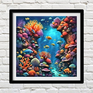 Coral Reef Cross Stitch Pattern: Abstract Sea Waves (PDF Pattern)