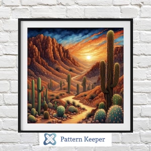 Desert Cactus Cross Stitch Pattern: Southwestern Landscape Embroidery (PDF Pattern)