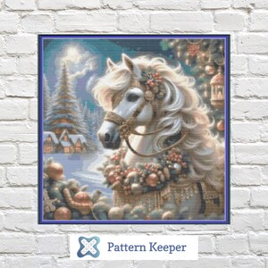 Christmas Horse Cross Stitch Chart: Festive Holiday Embroidery (PDF Pattern)