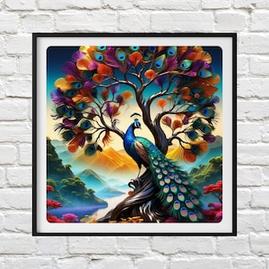Peacock Tree Cross Stitch Pattern: Bird Lover Embroidery (PDF Pattern)