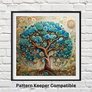 Abstraktes Baum Kreuzstichmuster: Nature Needlework Design (PDF-Muster)