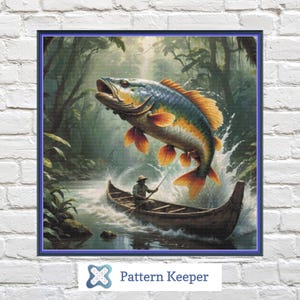 Fishing Cross Stitch Pattern: Angler & Catch Embroidery (PDF Pattern)