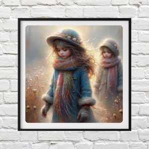 Sisters in Field Cross Stitch Pattern: Floral Needlework (PDF Pattern)