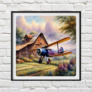 Vintage Aircraft Cross Stitch Pattern: Airplane Needlework (PDF Pattern)